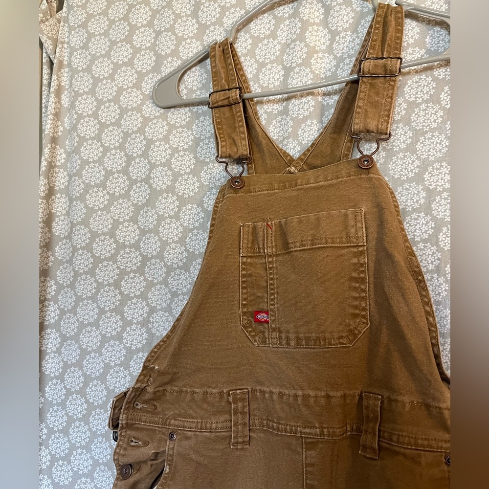 Dickies Women's Relaxed Fit Bib Overalls | Rinsed Brown Duck | Small